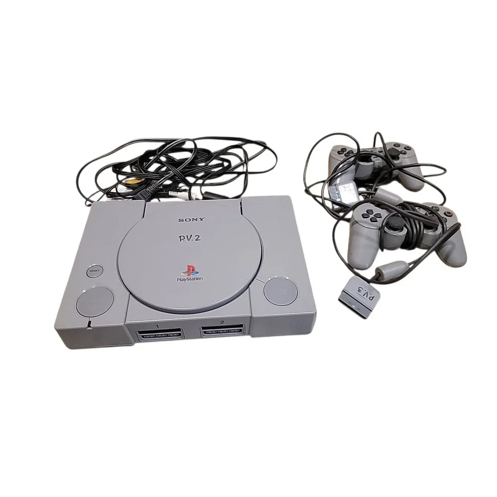 Sony PlayStation 1 PS1 Game Console Bundle Tested & Working with/ 2 Controllers
